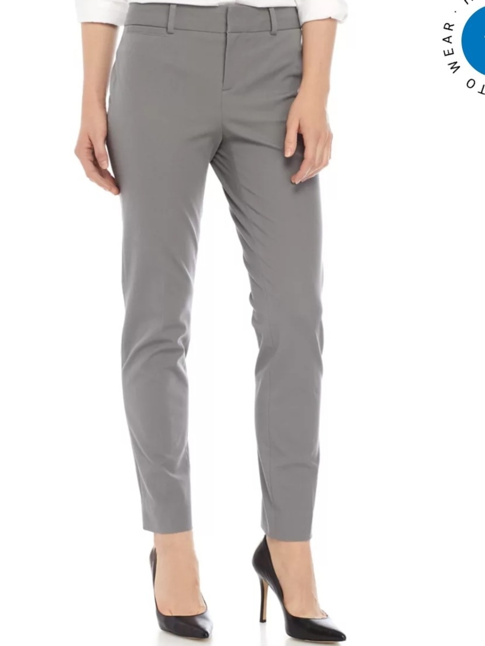 crown & ivy Women's Cary Bi Stretch Fly Front Pants Gray, Size 10